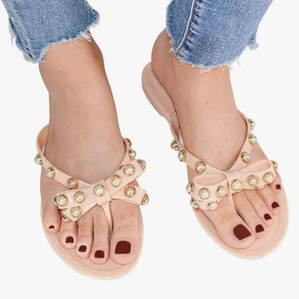 BRAND NEW OLIVIA & KATE PEARL ACCENTS BOWNOT DESIGN FLIP FLOP SANDAL